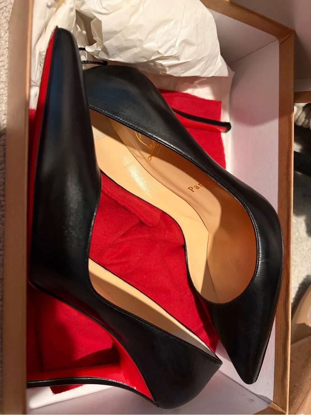 Christian Louboutin Black Pointed-Toe Leather Stiletto Pumps